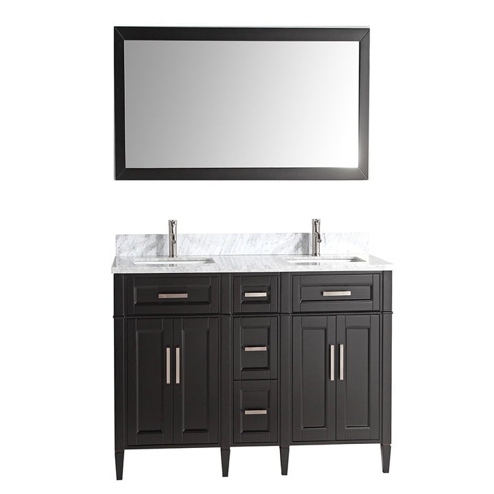 VANITY ART VA2060D 60 INCH DOUBLE SINK BATHROOM VANITY SET WITH CARRARA MARBLE VANITY TOP, SOFT CLOSING DOORS AND DRAWERS