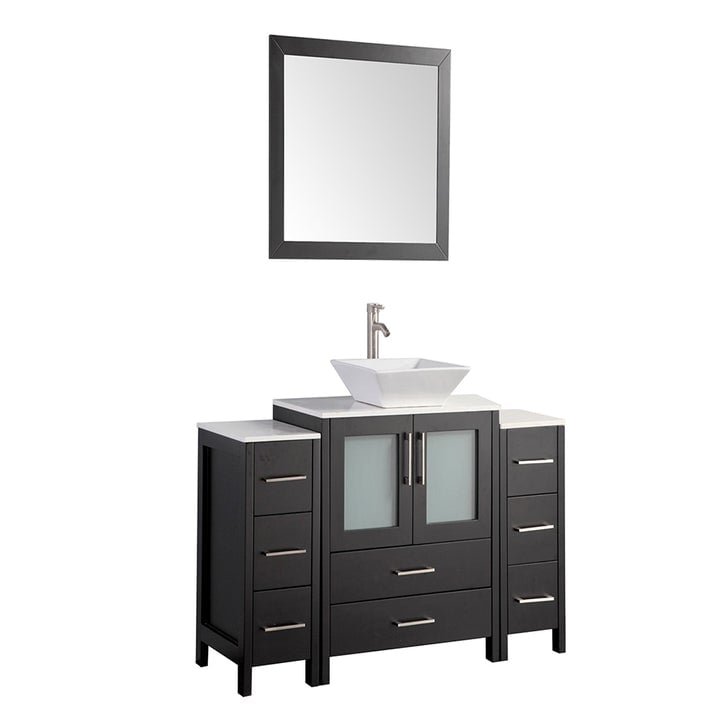 VANITY ART VA3130-54 54 INCH SINGLE SINK BATHROOM VANITY SET WITH CERAMIC VANITY TOP, SOFT CLOSING DOORS AND DRAWERS