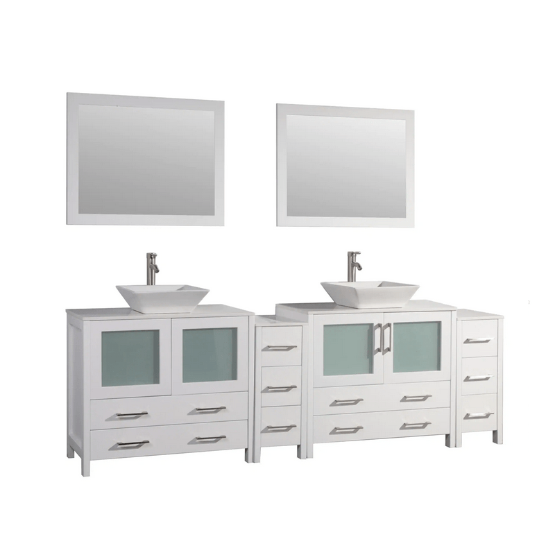 VANITY ART VA3136-96 96 INCH DOUBLE SINK BATHROOM VANITY SET WITH CERAMIC VANITY TOP, SOFT CLOSING DOORS AND DRAWERS