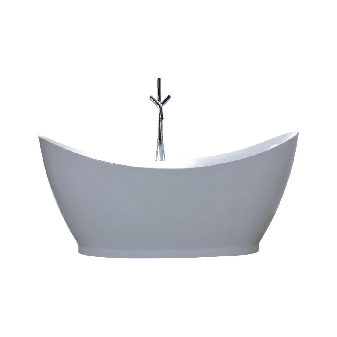 VANITY ART VA6513 68 1/8 INCH FREESTANDING ACRYLIC SOAKING BATHTUB WITH ROUND OVERFLOW AND POP-UP DRAIN - WHITE