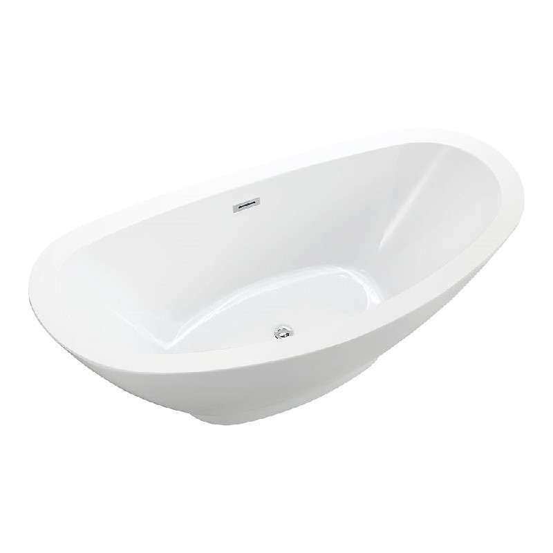 VANITY ART VA6516 68 7/8 INCH FREESTANDING ACRYLIC SOAKING BATHTUB WITH POLISHED CHROME SLOTTED OVERFLOW AND POP-UP DRAIN - WHITE