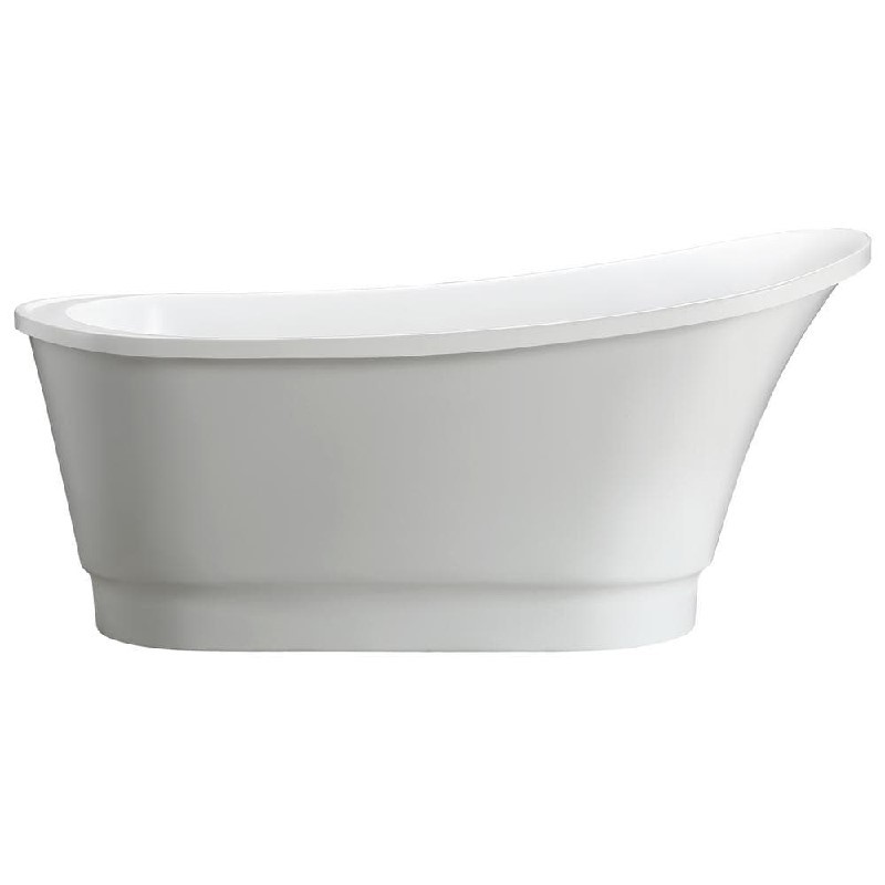 VANITY ART VA6803 67 1/4 INCH FREESTANDING ACRYLIC SOAKING BATHTUB WITH SLOTTED OVERFLOW AND POP-UP DRAIN - WHITE