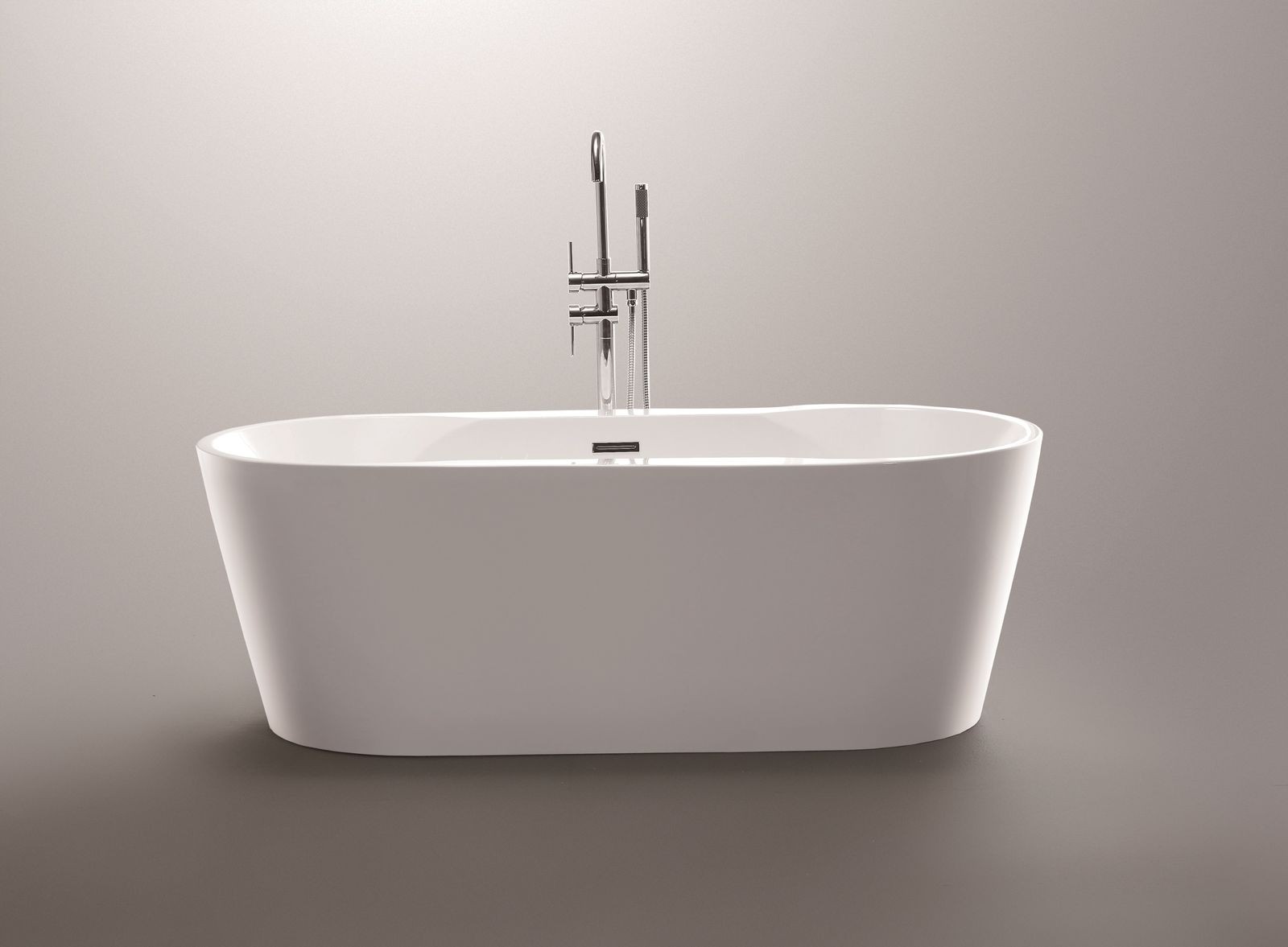 VANITY ART VA6804 66 7/8 INCH FREESTANDING ACRYLIC SOAKING BATHTUB WITH ROUND OVERFLOW AND POP-UP DRAIN - WHITE