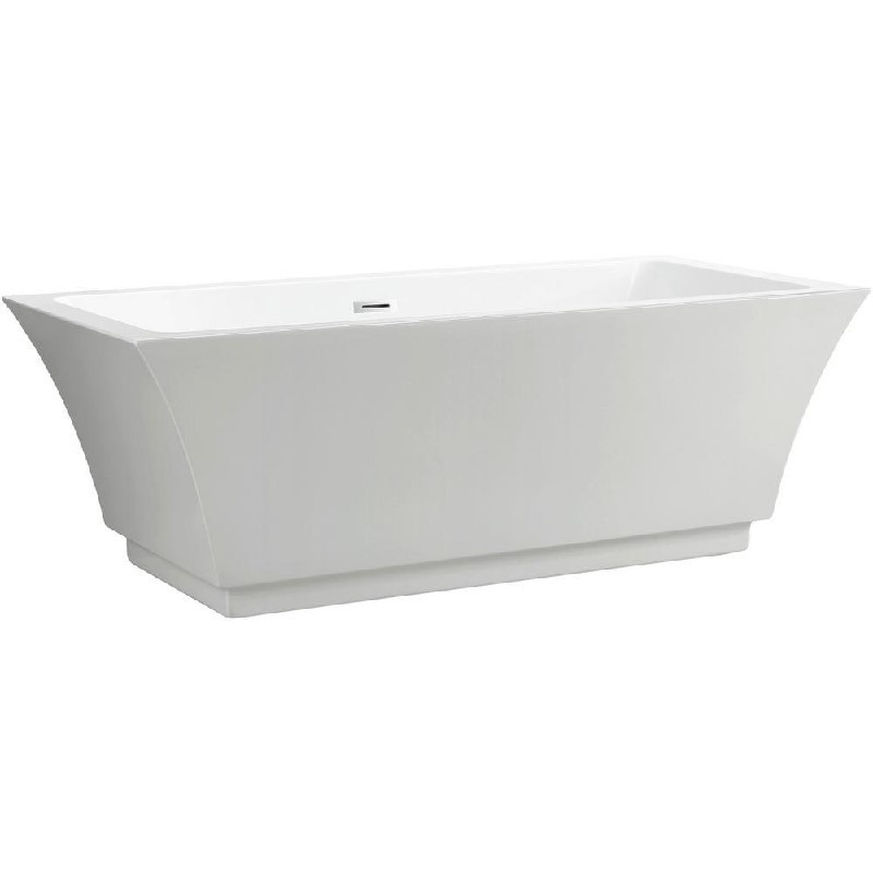 VANITY ART VA6814-L 66 7/8 INCH FREESTANDING ACRYLIC SOAKING BATHTUB WITH POLISHED CHROME SLOTTED OVERFLOW AND POP-UP DRAIN - WHITE