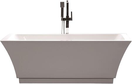 VANITY ART VA6817-L 66 7/8 INCH FREESTANDING ACRYLIC SOAKING BATHTUB WITH POLISHED CHROME SLOTTED OVERFLOW AND POP-UP DRAIN - WHITE