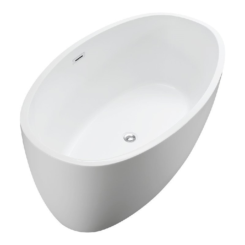 VANITY ART VA6834 68 1/2 INCH FREESTANDING ACRYLIC SOAKING BATHTUB WITH POLISHED CHROME SLOTTED OVERFLOW AND POP-UP DRAIN - WHITE