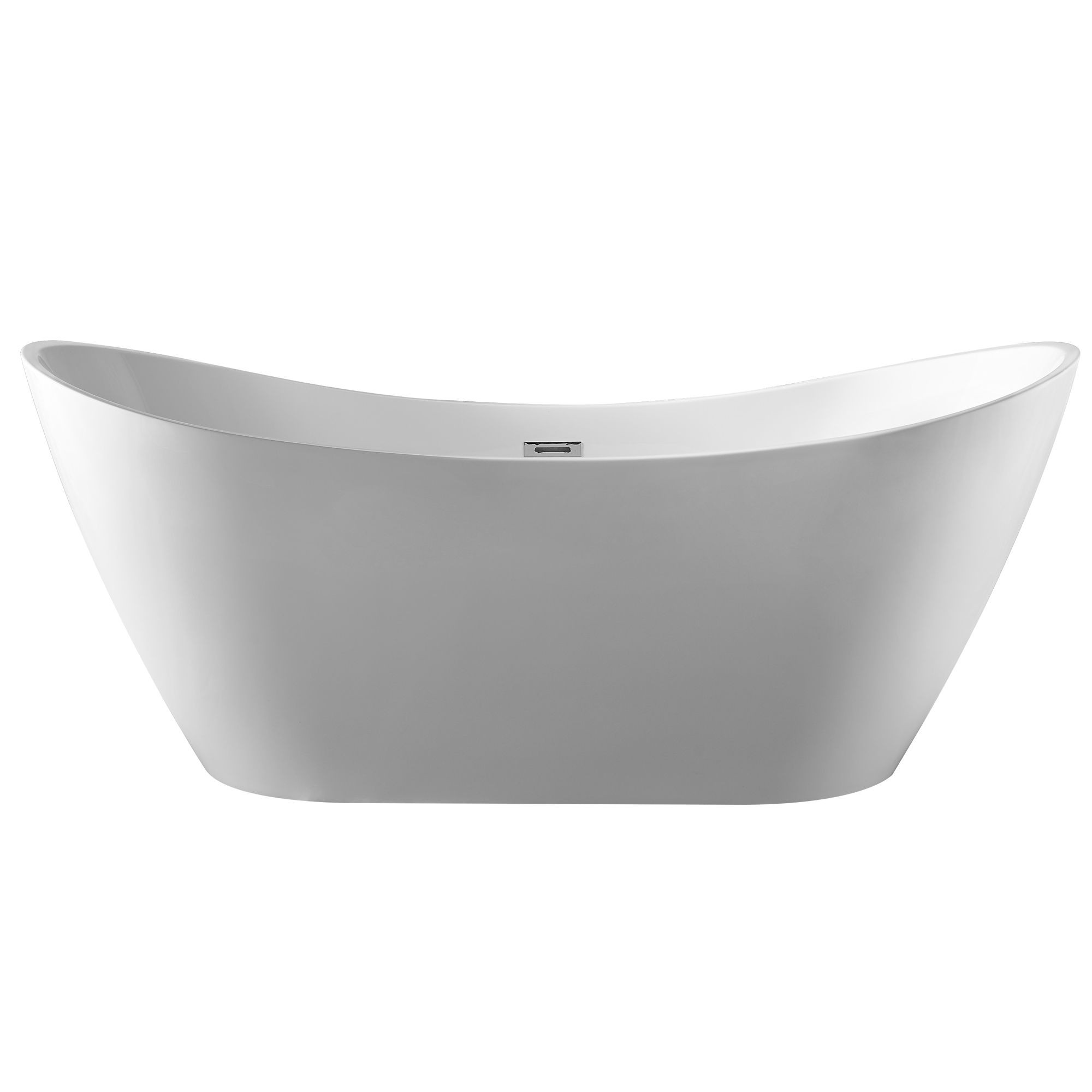 VANITY ART VA6903 71 INCH FREESTANDING ACRYLIC SOAKING BATHTUB WITH POLISHED CHROME SLOTTED OVERFLOW AND POP-UP DRAIN - WHITE