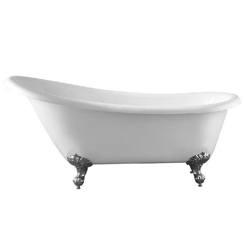 VANITY ART VA6910 67 INCH FREESTANDING ACRYLIC SOAKING BATHTUB WITH ROUND OVERFLOW AND POP-UP DRAIN - WHITE