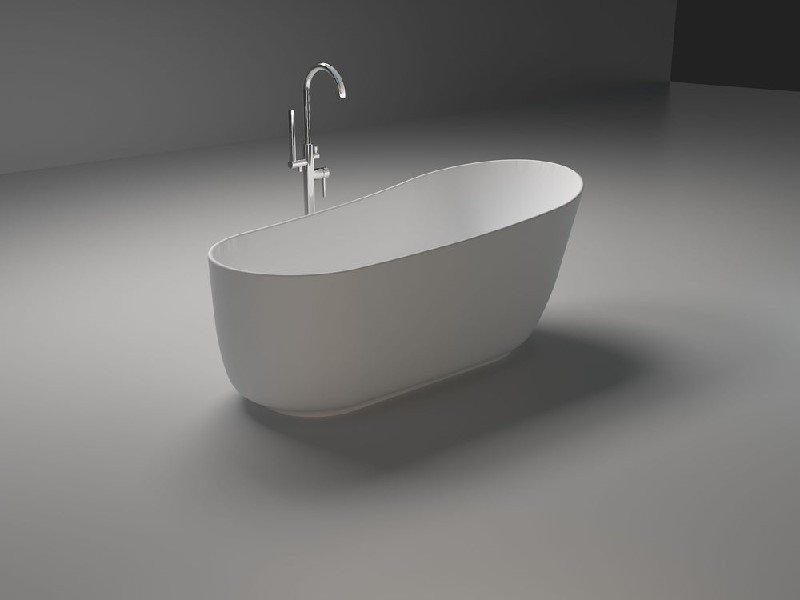 VANITY ART VA6911-GL 67 INCH FREESTANDING SOLID SURFACE RESIN SOAKING BATHTUB WITH SLOTTED OVERFLOW AND POP-UP DRAIN - GLOSSY WHITE