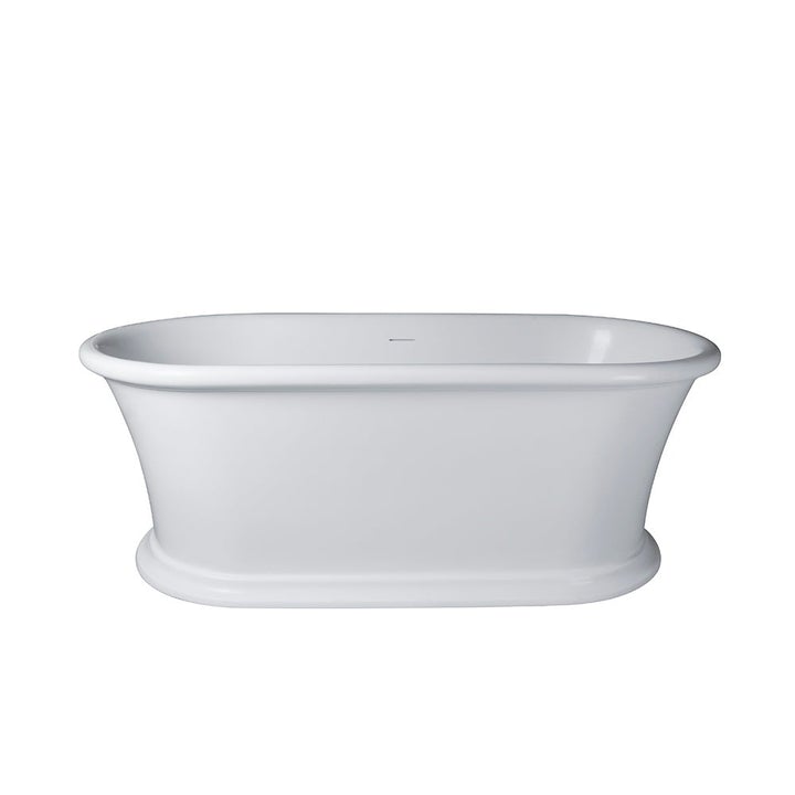 VANITY ART VA6916-MS 59 INCH FREESTANDING SOLID SURFACE RESIN SOAKING BATHTUB WITH SLOTTED OVERFLOW AND POP-UP DRAIN - MATTE WHITE