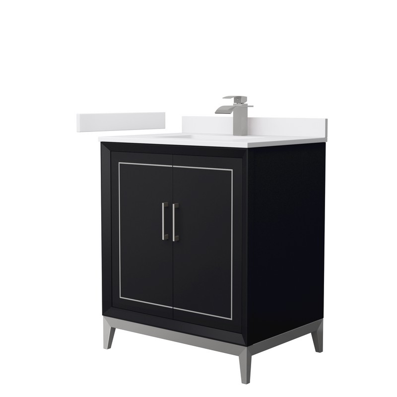 WYNDHAM COLLECTION WCH515130SBWCUNSMXX MARLENA 30 INCH SINGLE BATHROOM VANITY WITH WHITE CULTURED MARBLE COUNTERTOP AND UNDERMOUNT RECTANGULAR SINK