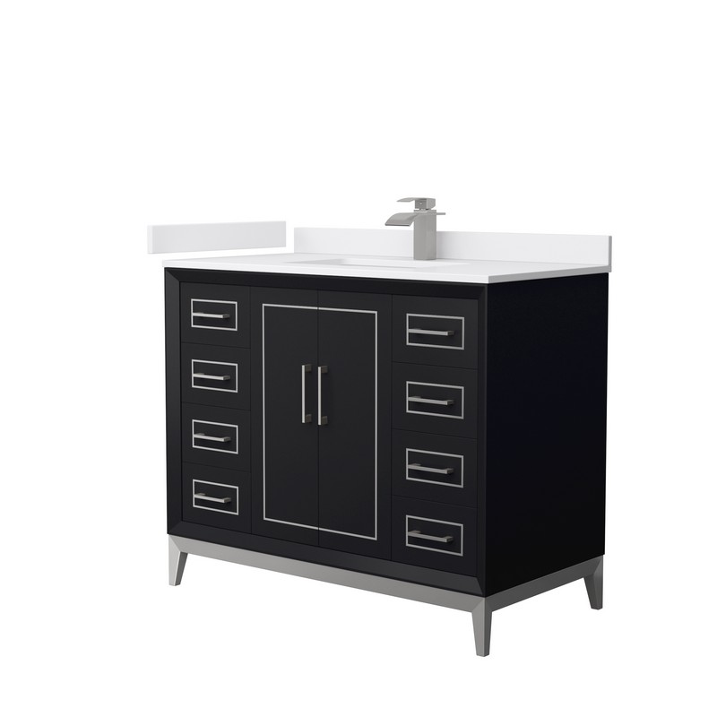 WYNDHAM COLLECTION WCH515142SBWCUNSMXX MARLENA 42 INCH SINGLE BATHROOM VANITY WITH WHITE CULTURED MARBLE COUNTERTOP AND UNDERMOUNT RECTANGULAR SINK