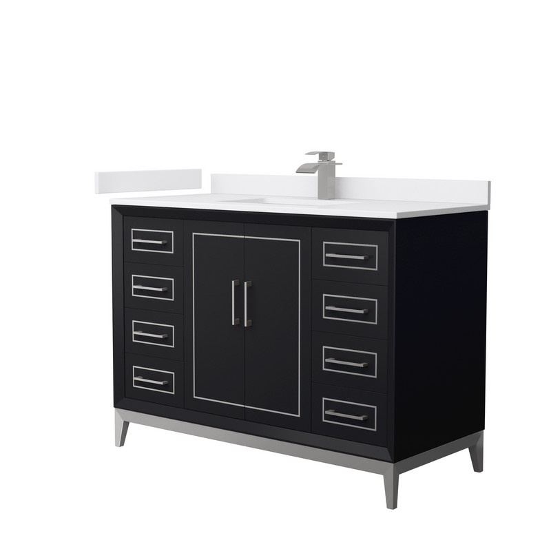WYNDHAM COLLECTION WCH515148SBWCUNSMXX MARLENA 48 INCH SINGLE BATHROOM VANITY WITH WHITE CULTURED MARBLE COUNTERTOP AND UNDERMOUNT RECTANGULAR SINK