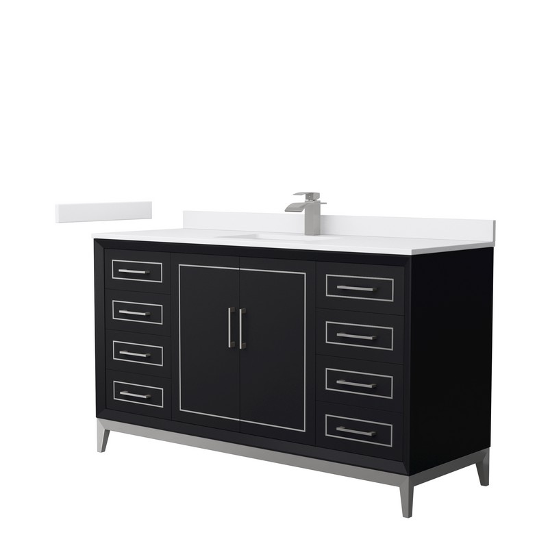 WYNDHAM COLLECTION WCH515160SBWCUNSMXX MARLENA 60 INCH SINGLE BATHROOM VANITY WITH WHITE CULTURED MARBLE COUNTERTOP AND UNDERMOUNT RECTANGULAR SINK