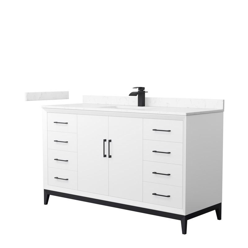 WYNDHAM COLLECTION WCH818160SWC2UNSMXX AMICI 60 INCH SINGLE BATHROOM VANITY WITH CARRARA CULTURED MARBLE COUNTERTOP AND UNDERMOUNT RECTANGULAR SINK
