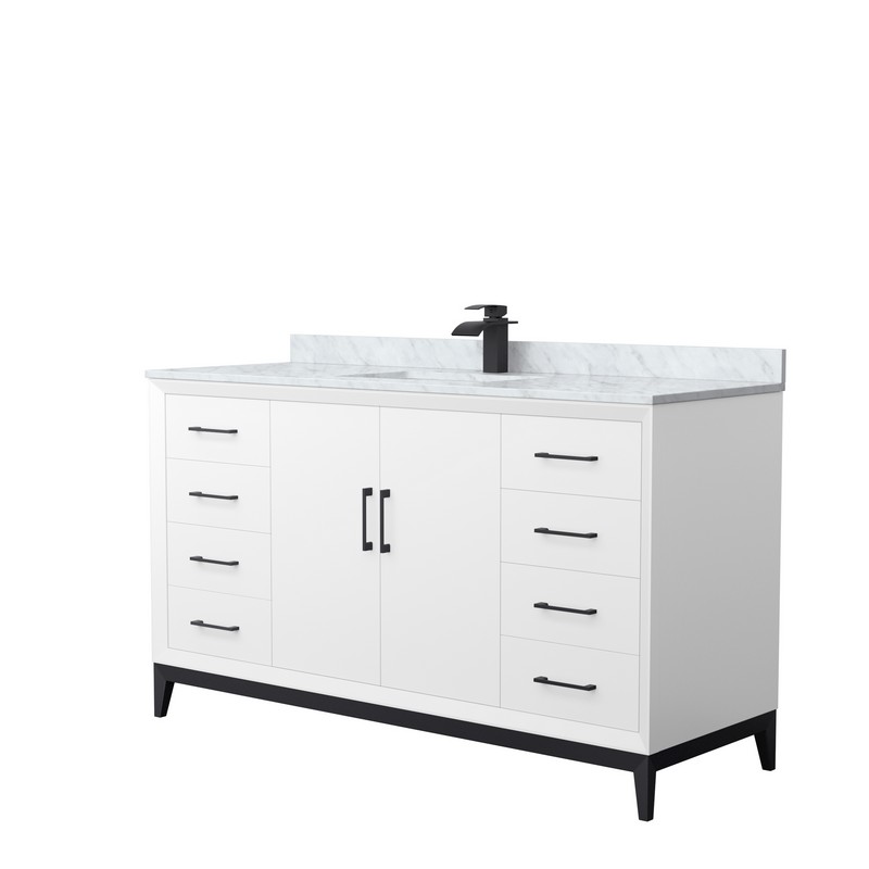 WYNDHAM COLLECTION WCH818160SWCMUNSMXX AMICI 60 INCH SINGLE BATHROOM VANITY WITH WHITE CARRARA MARBLE COUNTERTOP AND UNDERMOUNT RECTANGULAR SINK