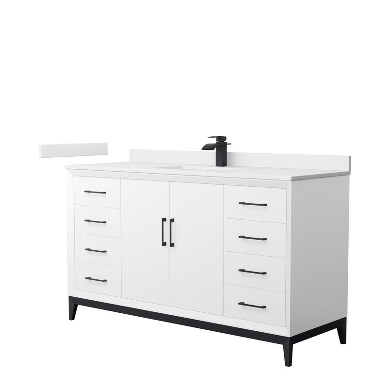 WYNDHAM COLLECTION WCH818160SWWCUNSMXX AMICI 60 INCH SINGLE BATHROOM VANITY WITH WHITE CULTURED MARBLE COUNTERTOP AND UNDERMOUNT RECTANGULAR SINK