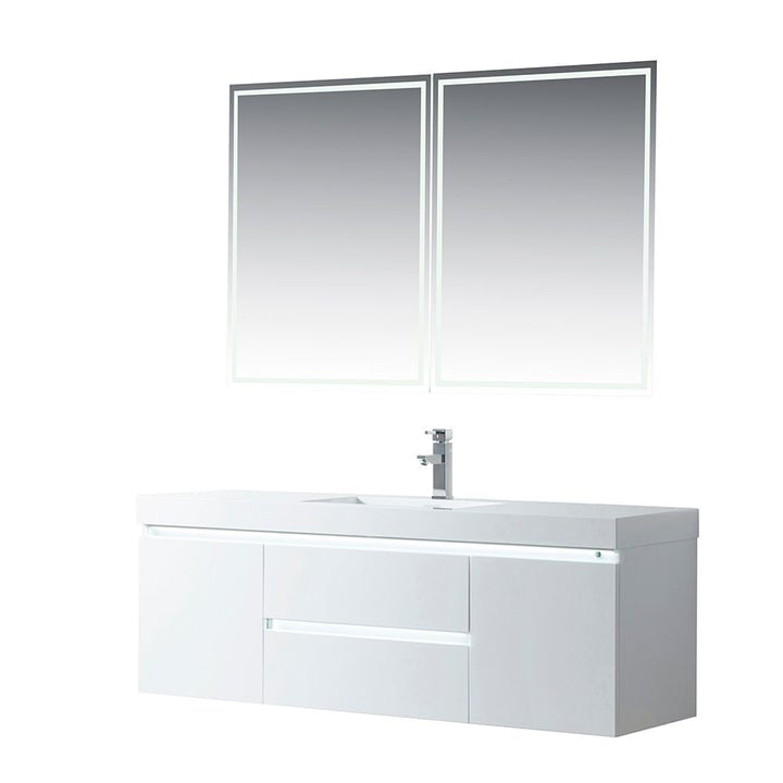 VANITY ART VA6060WF 60 INCH SINGLE SINK BATHROOM VANITY WITH RESIN TOP - WHITE