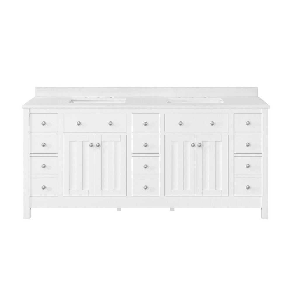 OVE DECORS 15VVA-ADA272-007FY NEWCASTLE 72 INCH FREE-STANDING DOUBLE SINK BATHROOM VANITY IN PURE WHITE WITH COUNTERTOP