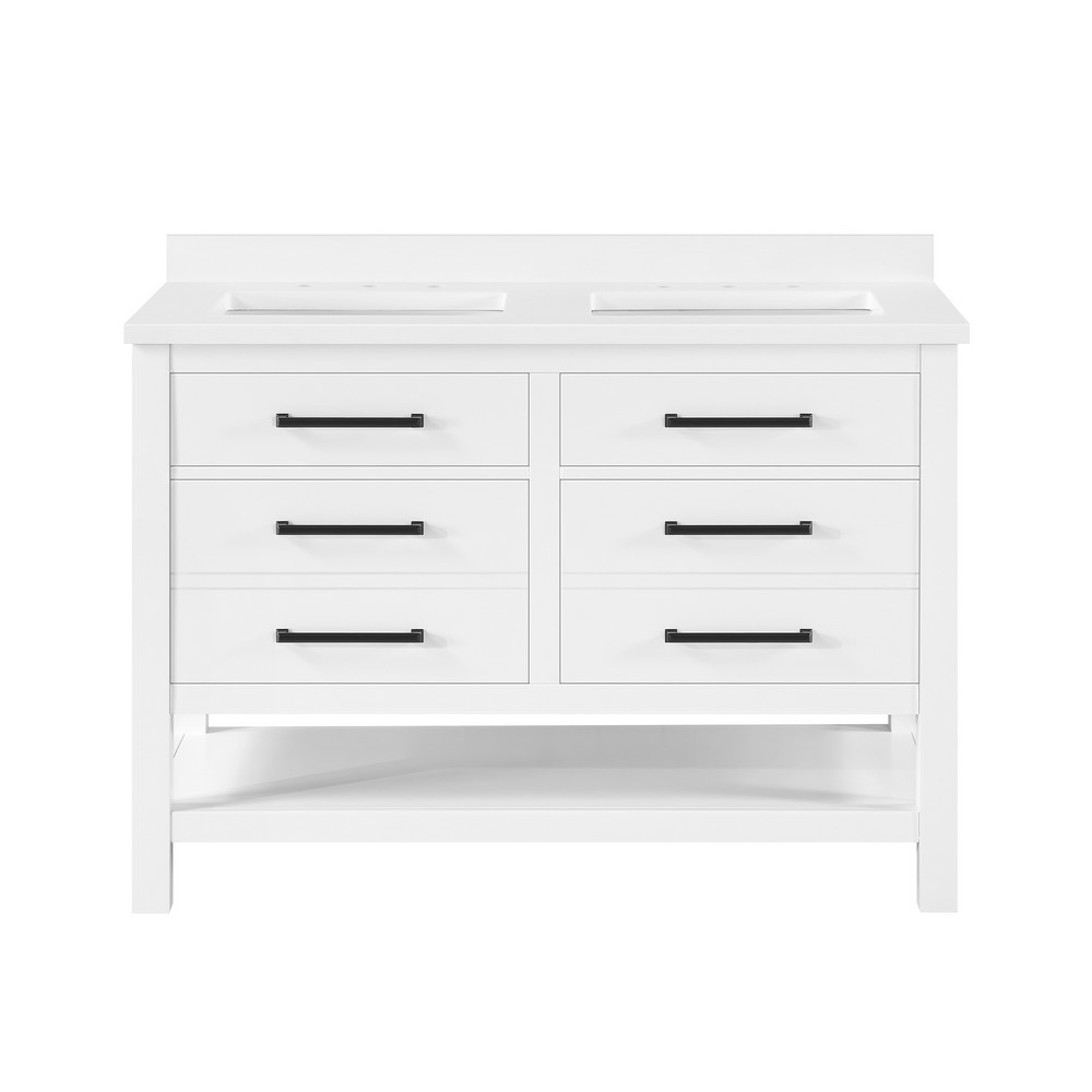 OVE DECORS 15VVA-CHAS48-007FY CHASE 48 INCH FREE-STANDING DOUBLE SINK BATHROOM VANITY IN PURE WHITE WITH COUNTERTOP