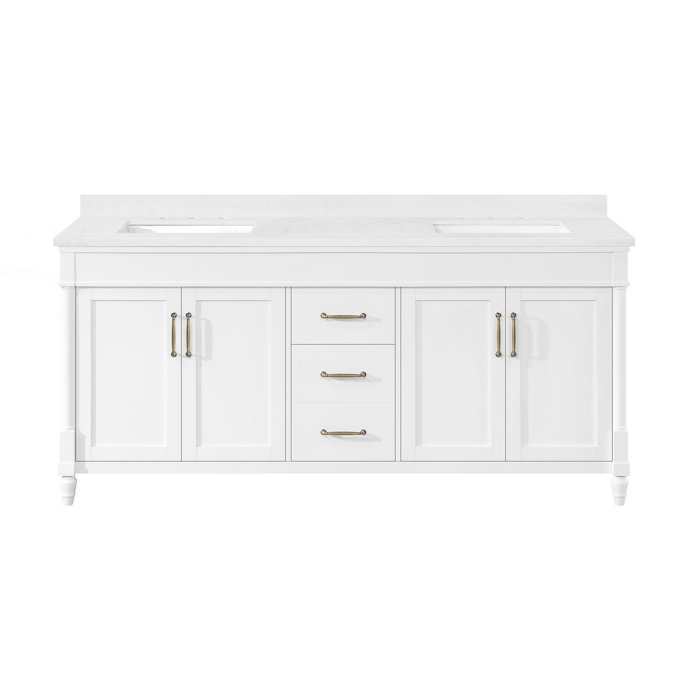 OVE DECORS 15VVA-HIGH72-007FY SALISBURY 72 INCH FREE-STANDING DOUBLE SINK BATHROOM VANITY IN PURE WHITE WITH COUNTERTOP