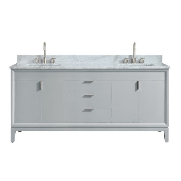 AVANITY EMMA-VS73-DG-C EMMA 73 INCH VANITY COMBO IN DOVE GRAY WITH CARRARA WHITE MARBLE TOP