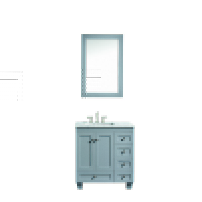 EVIVA EVVN69-30GR ACCLAIM C. 30 INCH TRANSITIONAL GREY BATHROOM VANITY WITH WHITE CARRERA MARBLE COUNTER-TOP