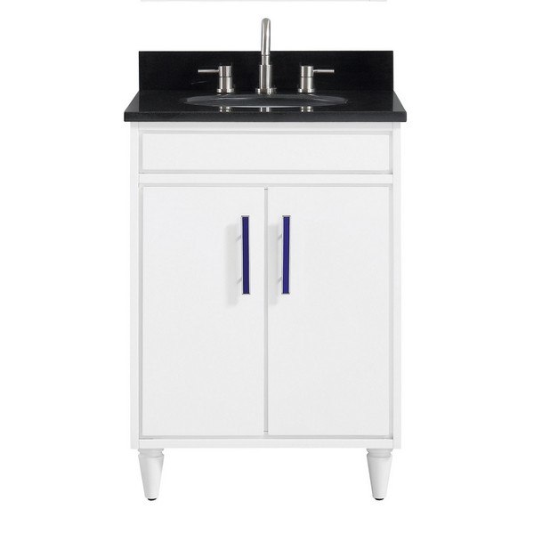 Avanity Layla Vs25 Wt A 25 Inch Vanity Combo In White With Black Granite Top - 25 Inch Wide Bathroom Sink