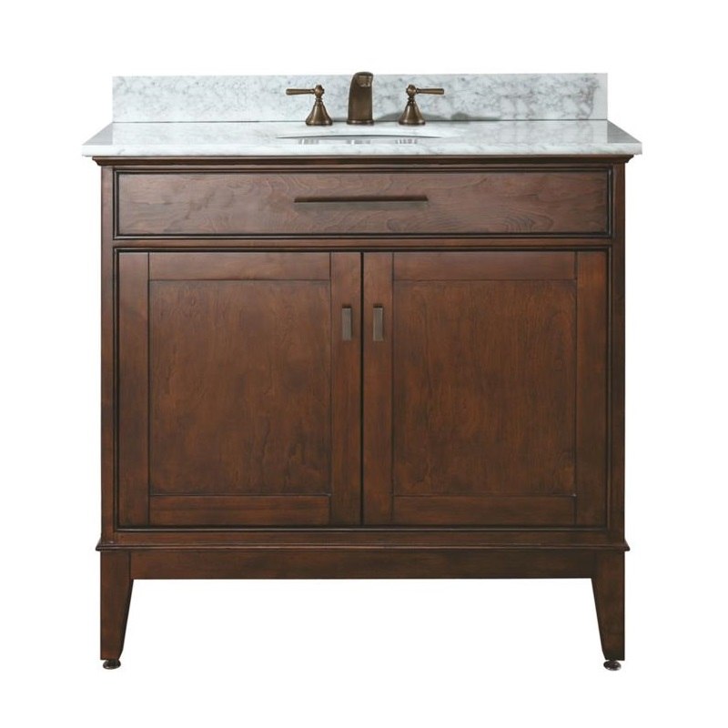 AVANITY MADISON-VS36-TO-C MADISON 36 INCH VANITY COMBO WITH CARRERA WHITE MARBLE TOP