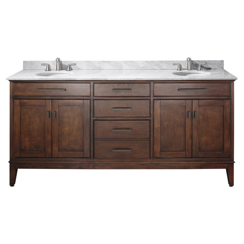 AVANITY MADISON-VS72-TO-C MADISON 72 INCH VANITY COMBO WITH CARRERA WHITE MARBLE TOP