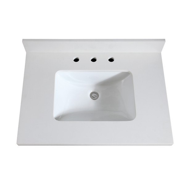 31 Inch White Quartz Vanity Top, 31 Inch Bathroom Vanity Top With Sink
