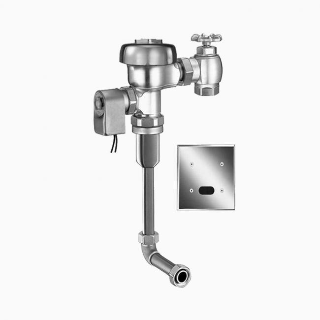 SLOAN 3773202 195-0.5 2-10 3/4 LDIM DFB ESS 0.5 GPF REAR SPUD SINGLE FLUSH CONCEALED SENSOR HARDWIRED URINAL FLUSHOMETER WITH DUAL-FILTERED FIXED BYPASS DIAPHRAGM - ROUGH BRASS