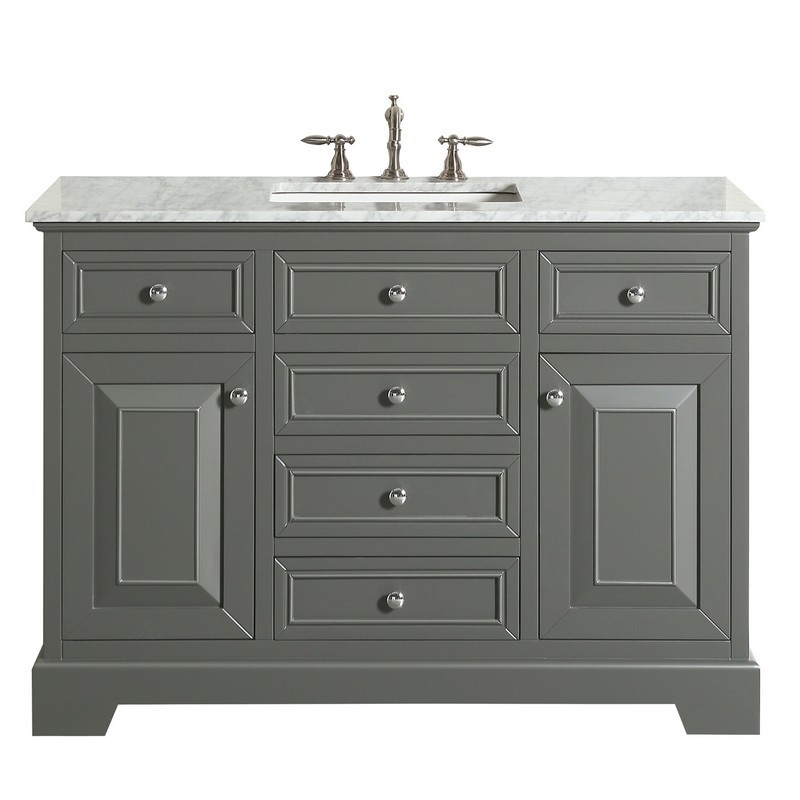 EVIVA EVVN123-42 MONROE 42 INCH TRANSITIONAL BATHROOM VANITY WITH WHITE CARRARA COUNTERTOP AND UNDERMOUNT PORCELAIN SINK