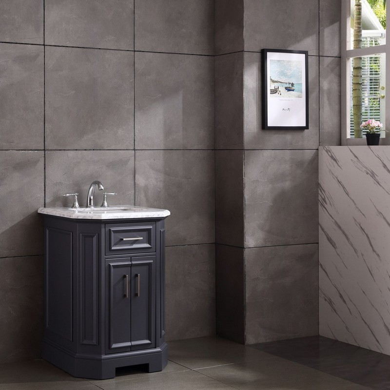 EVIVA EVVN188-24 GLORY 24 INCH BATHROOM VANITY WITH CARRARA MARBLE COUNTERTOP AND PORCELAIN SINK