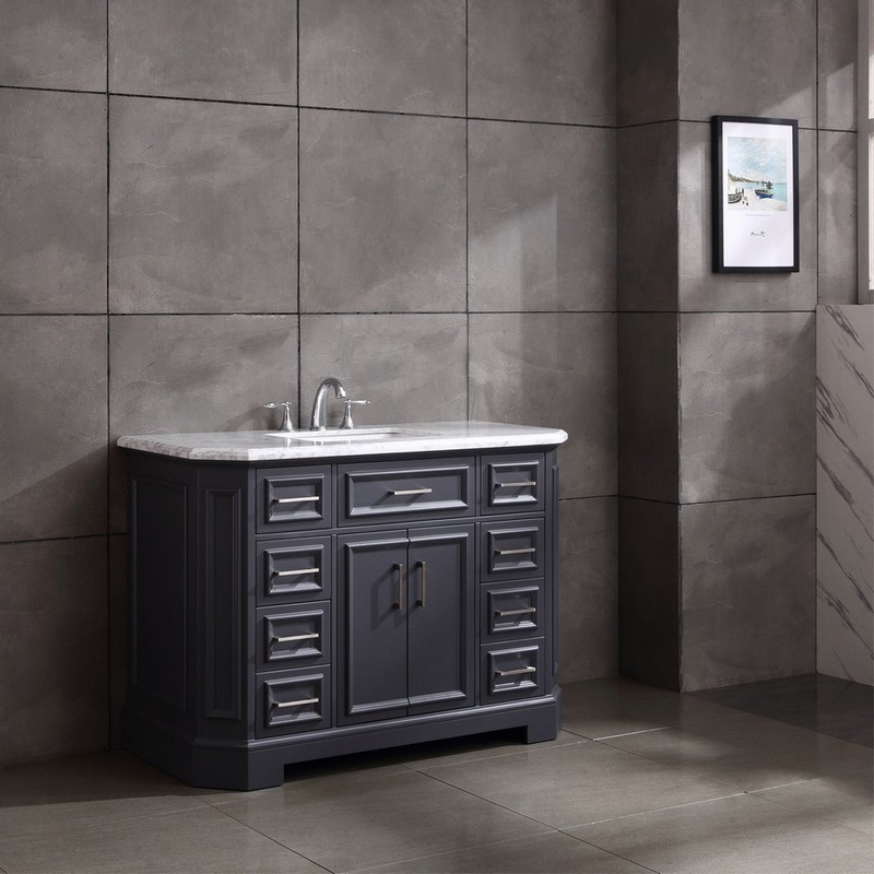 EVIVA EVVN188-48 GLORY 48 INCH BATHROOM VANITY WITH CARRARA MARBLE COUNTERTOP AND PORCELAIN SINK