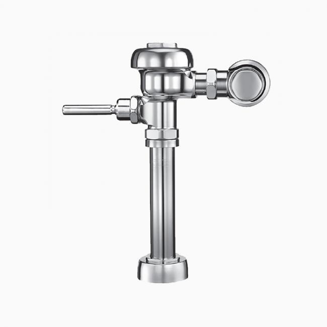 SLOAN 3780022 111 B E HL3 1.6 GPF TOP SPUD SINGLE FLUSH BACK OF VALVE INLET EXPOSED MANUAL WATER CLOSET FLUSHOMETER WITH 1 INCH STRAIGHT CONTROL STOP AND FRONT OF VALVE PUSH BUTTON - POLISHED CHROME