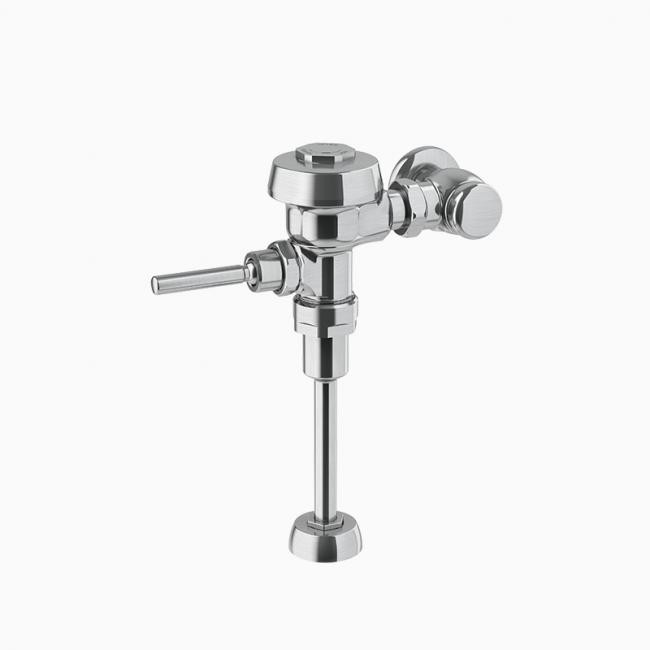 SLOAN 3912683 ROYAL 186-1 E H L PVDPB 1.0 GPF TOP SPUD SINGLE FLUSH METAL INDEX PUSH BUTTON EXPOSED MANUAL URINAL FLUSHOMETER WITH 1 INCH STRAIGHT CONTROL STOP AND FRONT OF VALVE HANDLE - POLISHED BRASS