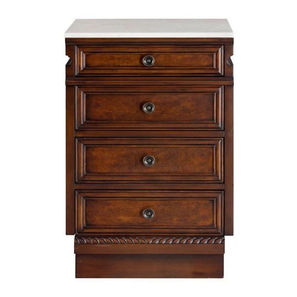 Silkroad Exclusive HYP-0213-CM-M 20 1/2 Inch 4-DRAWER Bank In Brown With Crema Marfil Top