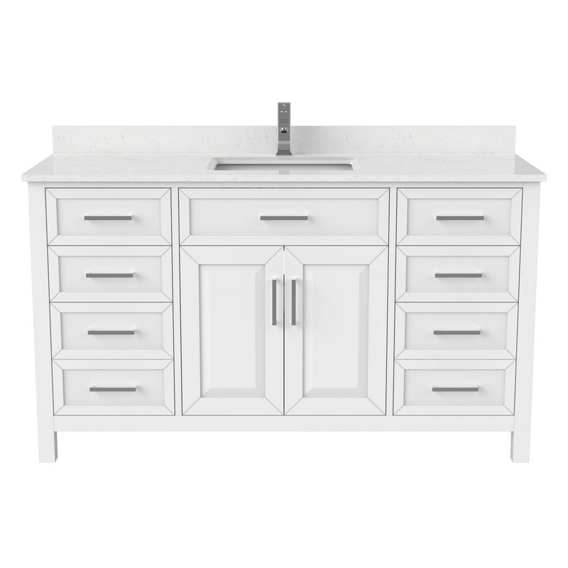 IKOU TO60 TERRENCE 60 INCH BATHROOM VANITY WITH POWER BAR AND DRAWER ORGANIZER