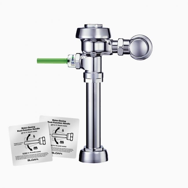 SLOAN 3720001 UPPERCUT WES 111 YO 1.6 OR 1.1 GPF TOP SPUD SINGLE FLUSH EXPOSED MANUAL WATER CLOSET FLUSHOMETER WITH ANGLE STOP BUMPER - POLISHED CHROME