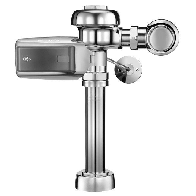 SLOAN 3770015 111 DFB SMOOTH 1.6 GPF TOP SPUD SINGLE FLUSH EXPOSED SENSOR HARDWIRED WATER CLOSET FLUSHOMETER WITH DUAL-FILTERED FIXED BYPASS DIAPHRAGM - POLISHED CHROME