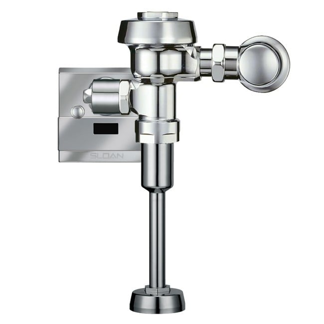 SLOAN 3452620 ROYAL EXPOSED SENSOR HARDWIRED URINAL FLUSHOMETER, 1.0 GPF, POLISHED CHROME FINISH, TOP SPUD, SINGLE FLUSH, ELECTRICAL OVERRIDE, HARDWIRED, SENSOR-OPERATED