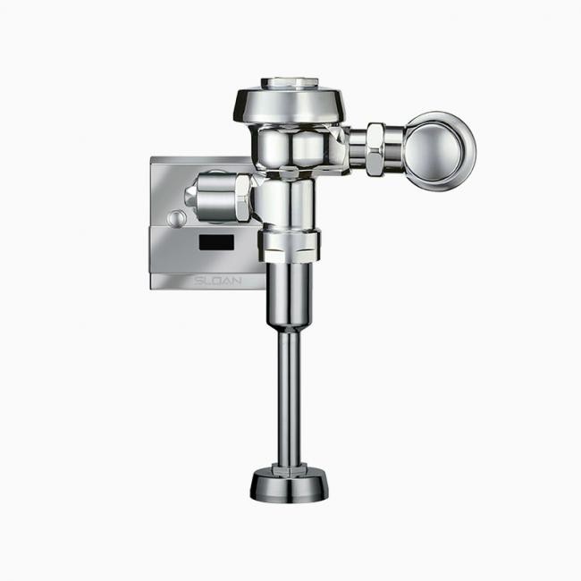 SLOAN 3452626 ROYAL 186-0.25 DBP ESS OR 0.25 GPF TOP SPUD SINGLE FLUSH EXPOSED SENSOR HARDWIRED URINAL FLUSHOMETER WITH DUAL-FILTERED BYPASS AND ELECTRICAL OVERRIDE - POLISHED CHROME