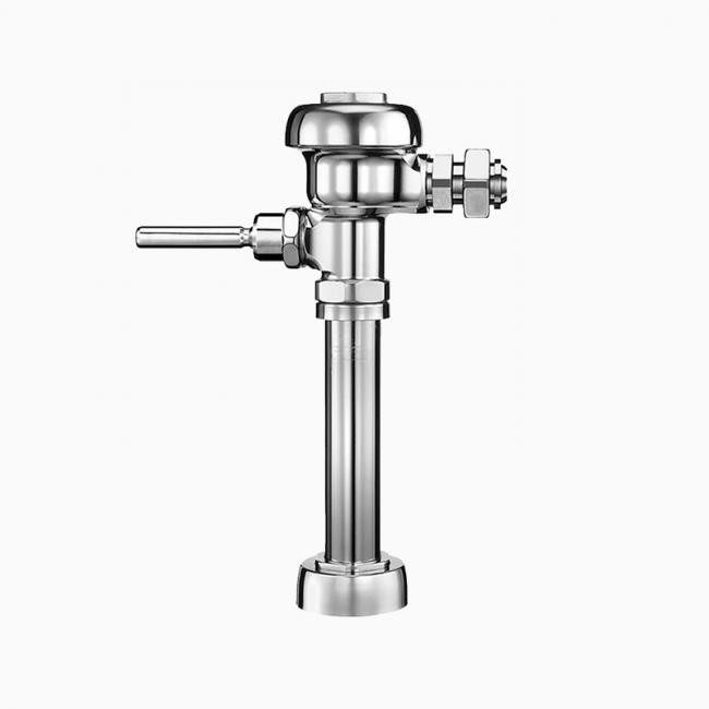 SLOAN 3780204 112-1.6 U YO 1.6 GPF TOP SPUD SINGLE FLUSH EXPOSED MANUAL WATER CLOSET FLUSHOMETER WITH 1 1/4 INCH FLUSH CONNECTION AND ANGLE STOP BUMPER - POLISHED CHROME