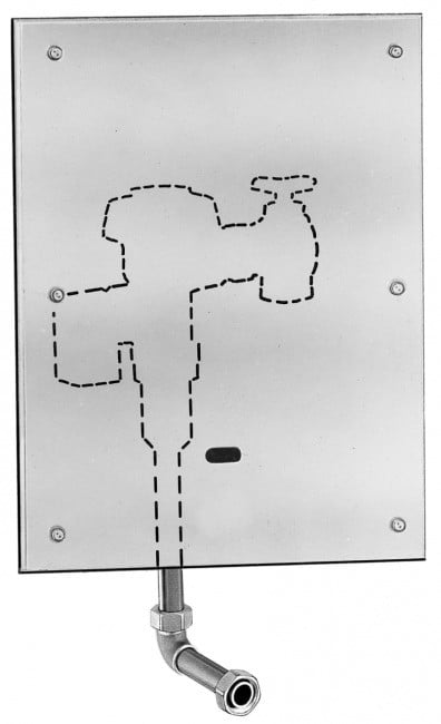 SLOAN 3453217 ROYAL 195-1 2-10 3/4 LDIM WB ESS OR 1.0 GPF REAR SPUD SINGLE FLUSH CONCEALED SENSOR URINAL FLUSHOMETER WITH ELECTRICAL OVERRIDE AND WALL BOX - ROUGH BRASS