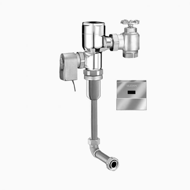 SLOAN 3522625 CROWN CONCEALED SENSOR HARDWIRED URINAL FLUSHOMETER, 0.5 GPF, ROUGH BRASS FINISH, REAR SPUD, SINGLE FLUSH, ELECTRICAL OVERRIDE, HARDWIRED, SENSOR-OPERATED, SMALL WALL BOX