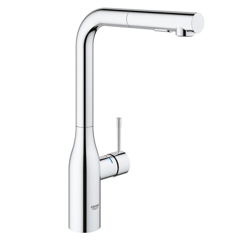 GROHE 302710 ESSENCE NEW 13 3/4 INCH DECK MOUNT SINGLE HOLE AND SINGLE HANDLE PULL OUT DUAL SPRAY KITCHEN FAUCET