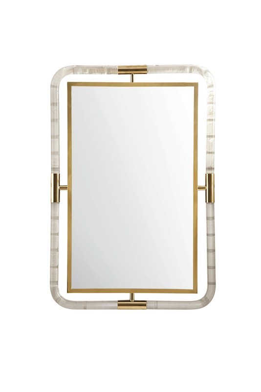 JAMES MARTIN 994-M30-PG-LU SOUTH BEACH 30 INCH MIRROR IN POLISHED GOLD AND LUCITE
