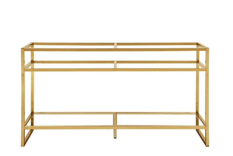 JAMES MARTIN C105-V63-RGD BOSTON 63 INCH STAINLESS STEEL SINK CONSOLE WITH DOUBLE BASINS IN RADIANT GOLD