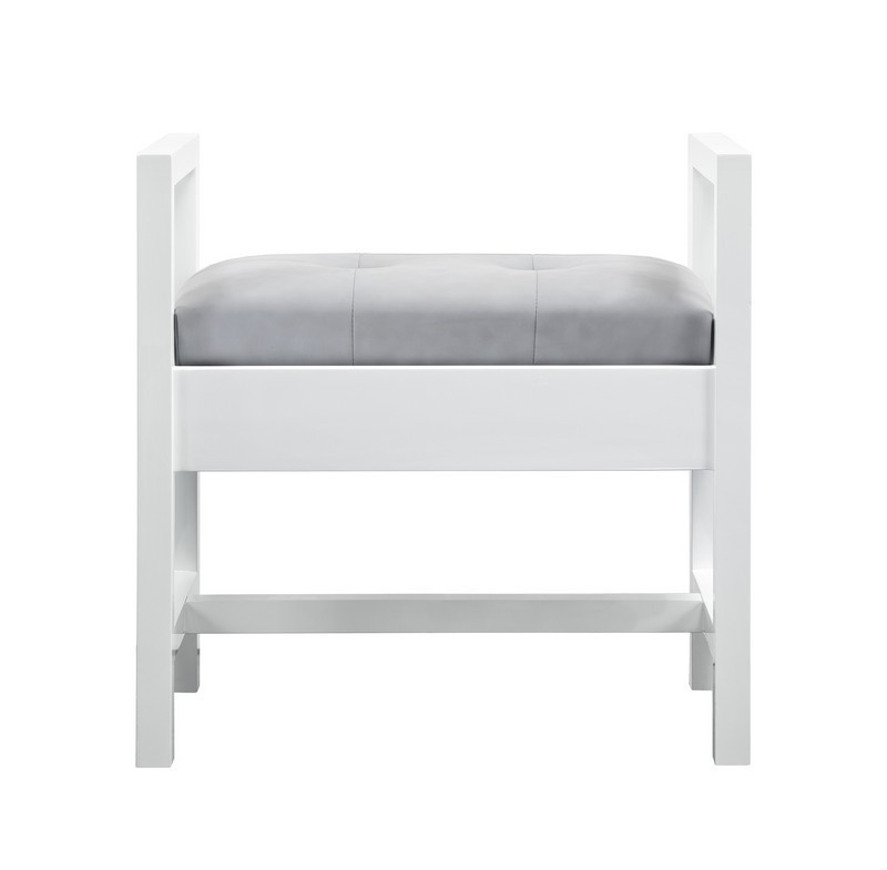 JAMES MARTIN E444-BNCH-GW ADDISON 24.5 INCH UPHOLSTED BENCH IN GLOSSY WHITE